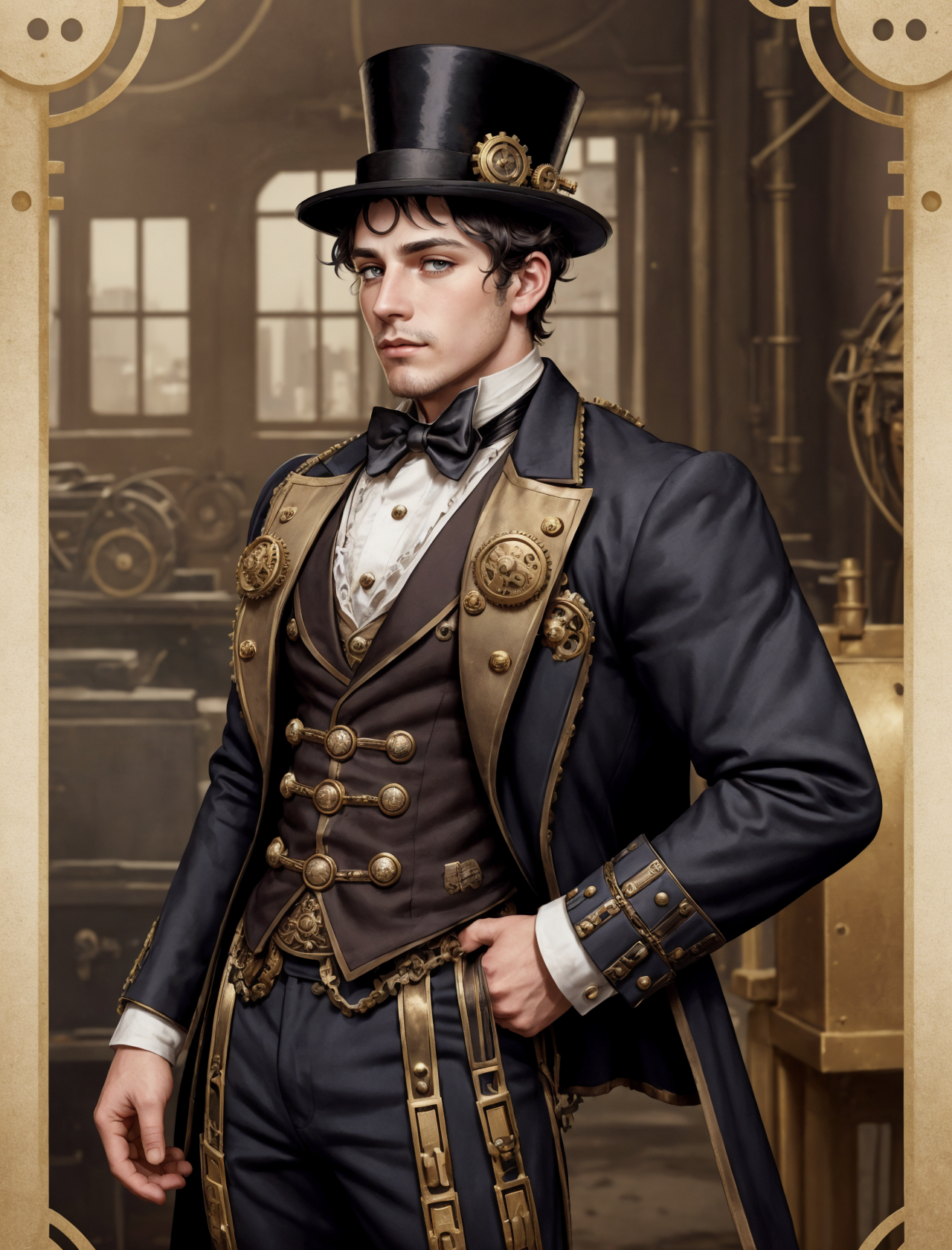 00100-2216175192-1boy, steampunk style, an urban steampunk city, buildings made of brass cogs and gears, tailcoat tuxedo and a top hat, front sid.png